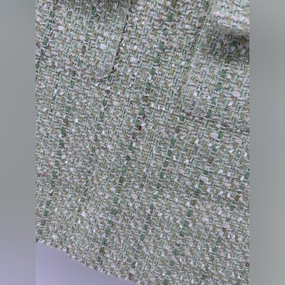 NWT maje Jinova Mini Skirt Green Metallic Tweed Size 40 - Picture 5 of 14